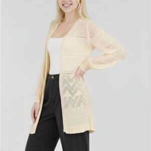Pink Republic Cream Open-Front Cardigan- Size Medium- NWOT!!